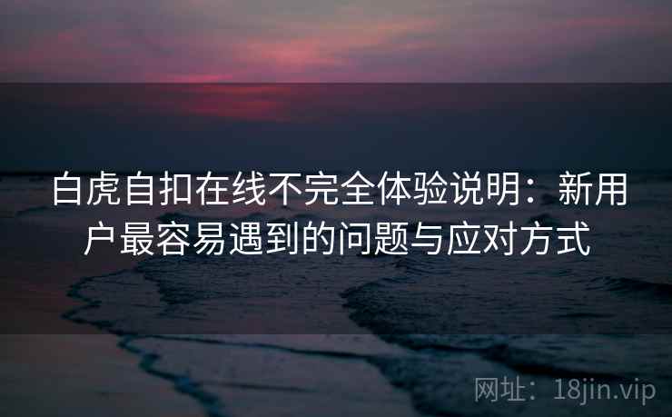 白虎自扣在线不完全体验说明:新用户最容易遇到的问题与应对方式