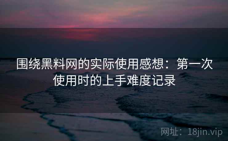 围绕黑料网的实际使用感想：第一次使用时的上手难度记录